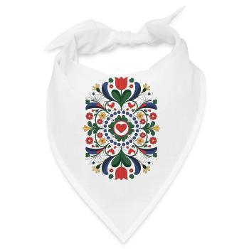 Mandala Volk | Slawische Blumenkunst - Bandana - Weiß - Vorne