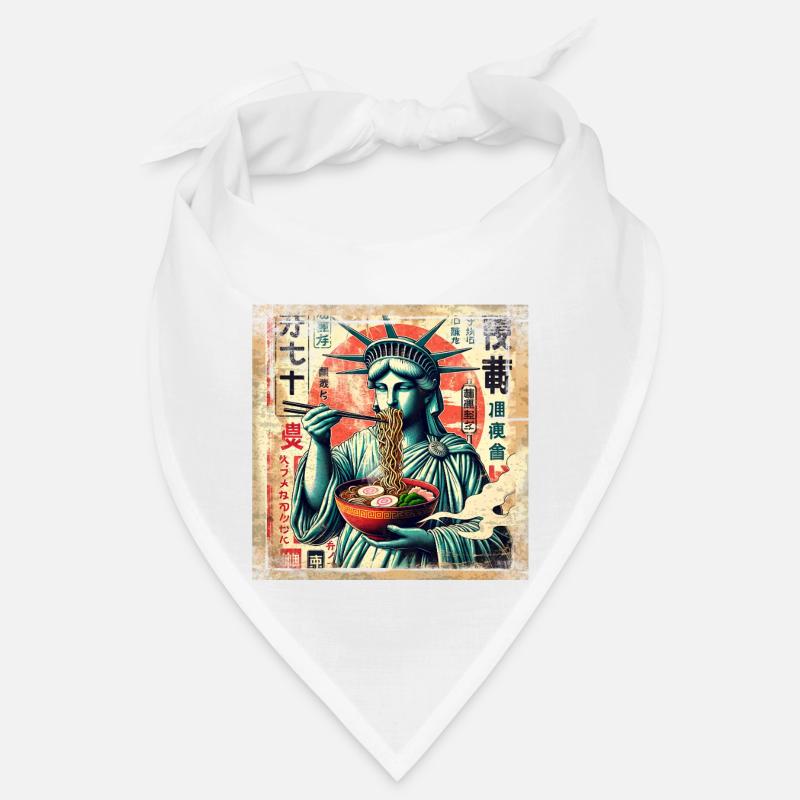Ramen Statue de la Liberté Grunge Poster Style Bandana