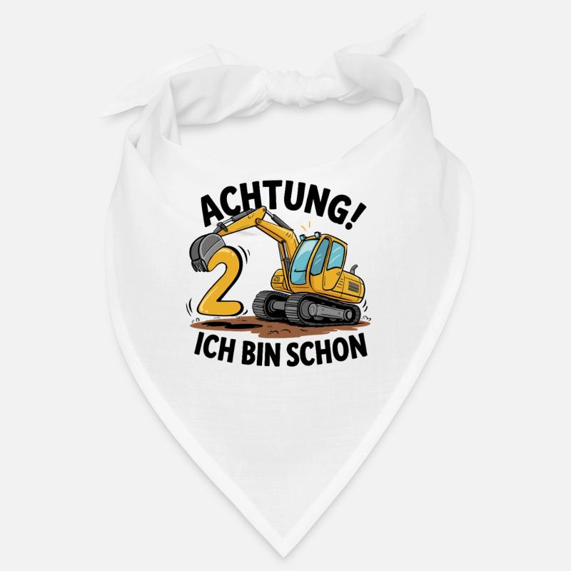 2nd Birthday 2 Years Excavator Construction Vehicle Construction Site Bandana
