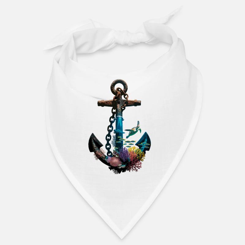 Conception d’ancre maritime avec des créatures marines et Bandana