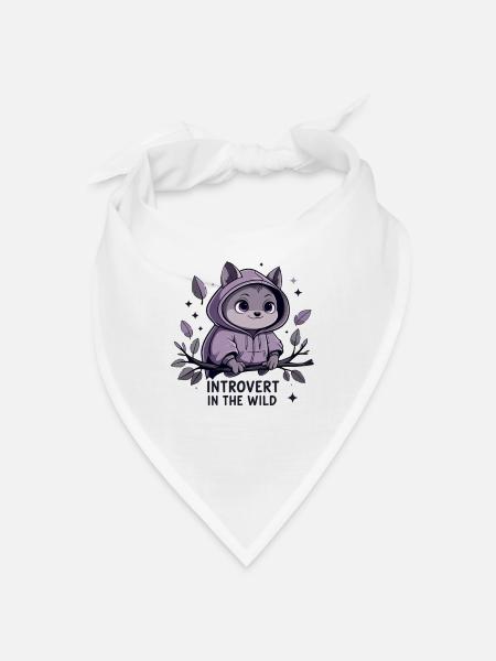 Introvert outdoors – animal in hoodie - Bandana - white - Front