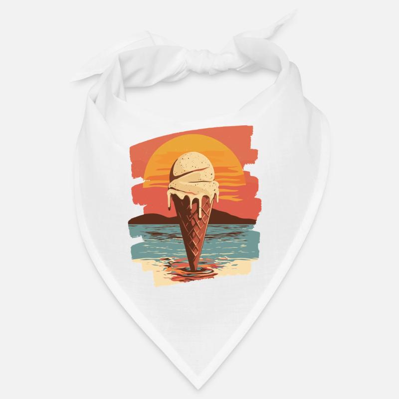 Glace et boule de glace coucher de soleil d’été - Bandana - blanc