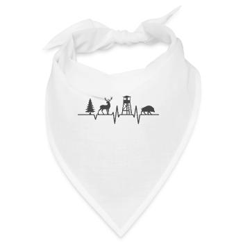 Jagd Herzschlag – Hochsitz, Hirsch und Wildschwein - Bandana - Weiß - Vorne