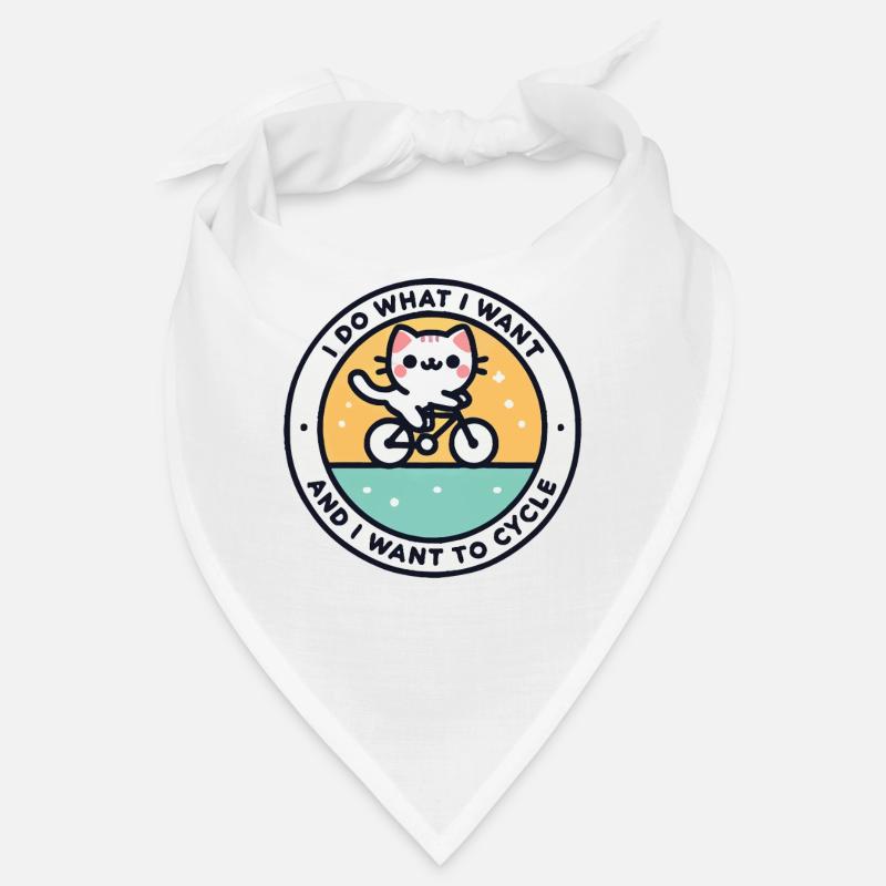 Chat autodéterminé à vélo avec déclaration Bandana