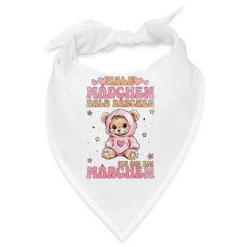Halb Mädchen Halb Bärchen Märchen Spruch Geschenk - Bandana - Weiß - Vorne