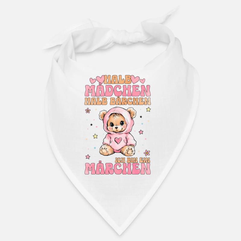 Halb Mädchen Halb Bärchen Märchen Spruch Geschenk Bandana
