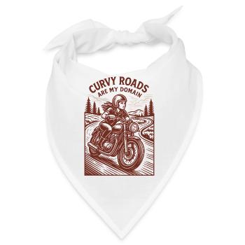 Curvy Roads Are My Domain Motorrad Biker - Bandana - Weiß - Vorne