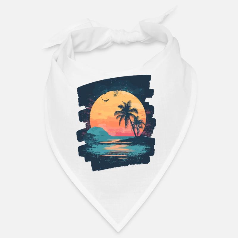 Beach Palm Trees Sunset Summer Bandana