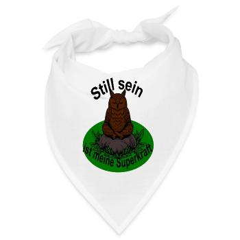 Stille ist eine Tugend, in der Meditation - Eule - Bandana - Weiß - Vorne