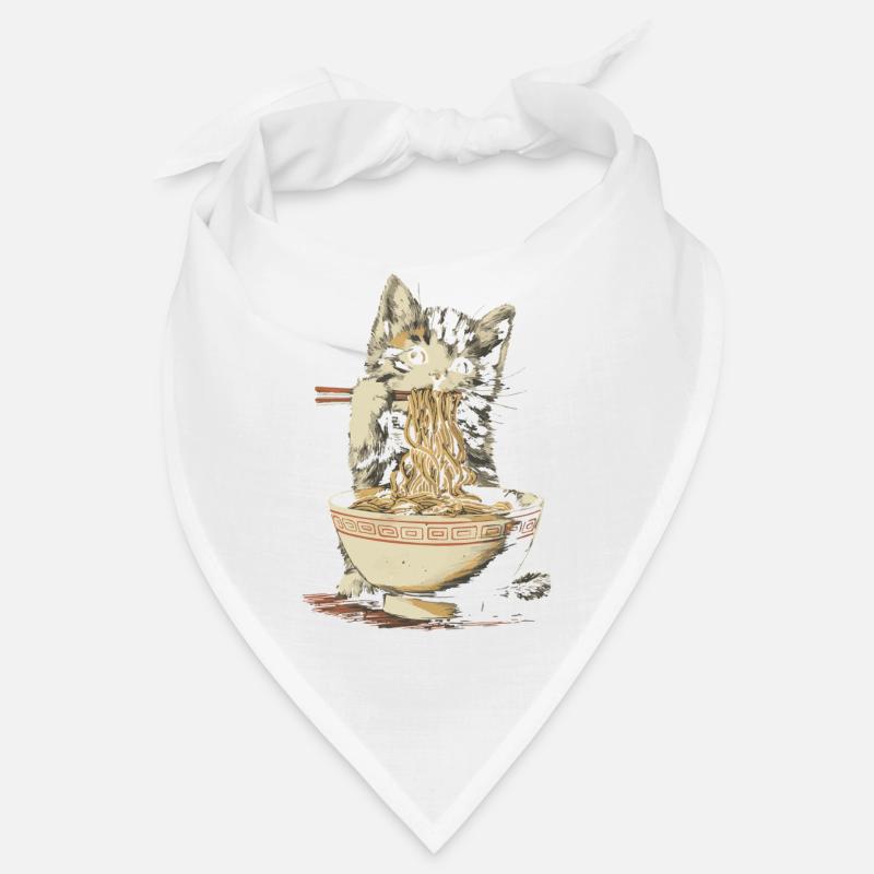 Chat mignon mangeant des ramen - conception de nouilles amusante Bandana