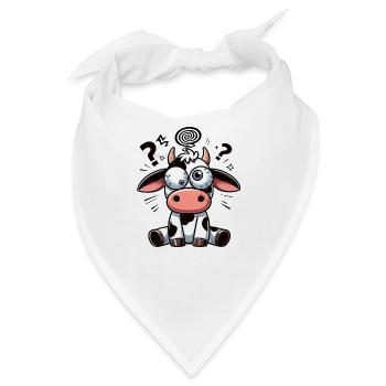 Lustige verwirrte Kuh Cartoon Clumsy Kulleraugen - Bandana - Weiß - Vorne
