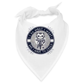 Katzen Fahrrad Design mit Spruch für freie Köpfe - Bandana - Weiß - Vorne