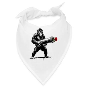 Peace Not War - Affe mit Rose Kanone - Bandana - Weiß - Vorne