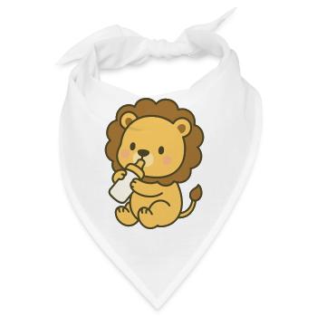 Milk King Cub - Löwen-Baby mit Fläschchen - Bandana - Weiß - Vorne