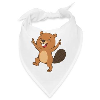 Fröhliches Biberbaby - Busy Beaver Baby - Bandana - Weiß - Vorne