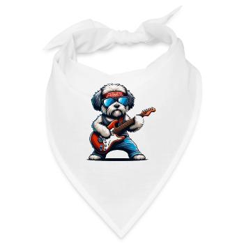 E-Gitarre Cool Bolonka Rockt Dein Leben - Bandana - Weiß - Vorne