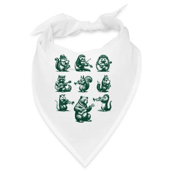 Waldtiere spielen Instrumente Musikliebhaber - Bandana - Weiß - Vorne