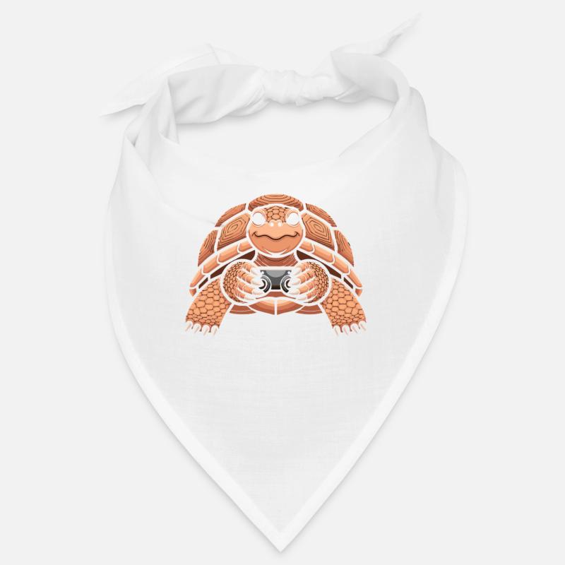 Cheerful turtle playing a video game - Bandana - white