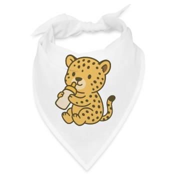 Gepardenbaby mit Fläschchen - Bandana - Weiß - Vorne