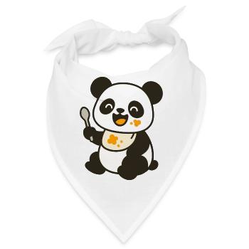Futtern mit dem Panda-Jungtier – Kunterbunt süß - Bandana - Weiß - Vorne