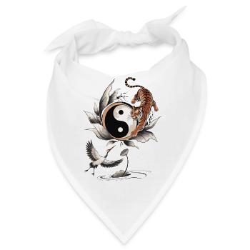 Tiger und Kranich Yin Yang Balance Art - Bandana - Weiß - Vorne