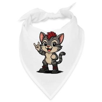 Punk Rock Kätzchen mit Boots - Bandana - Weiß - Vorne