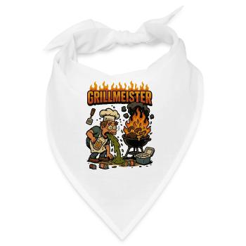 Grillmeister Grill Grillkönig Grillzange - Bandana - Weiß - Vorne