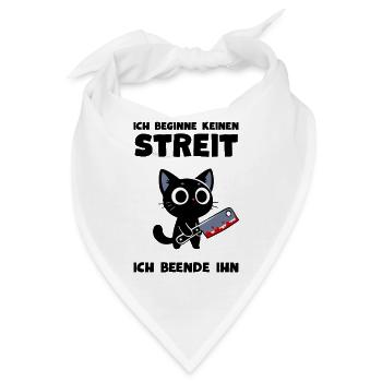 Katze mit Messer – Ich beende jeden Streit - Bandana - Weiß - Vorne