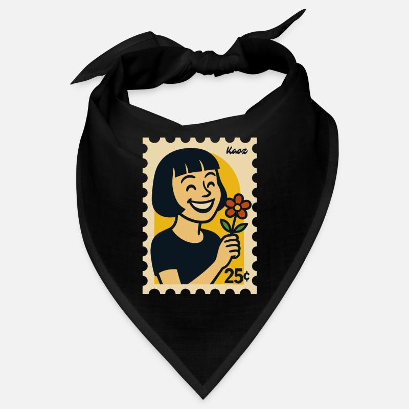 femme joyeuse avec fleur design rétro Bandana