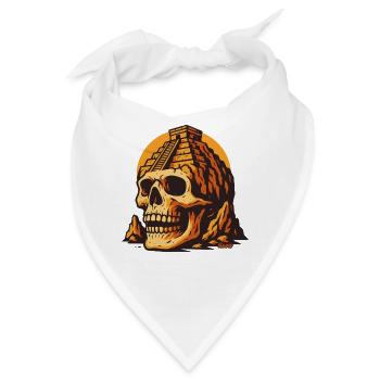 Totenkopf mit Tempel und Sonnenuntergang - Bandana - Weiß - Vorne