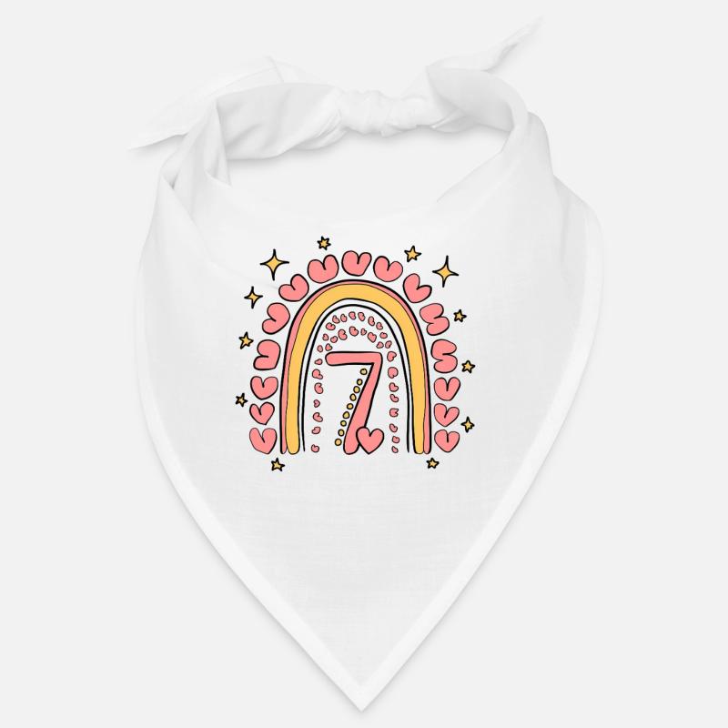 Süßes 7. Geburtstag Herz & Regenbogen Design Bandana