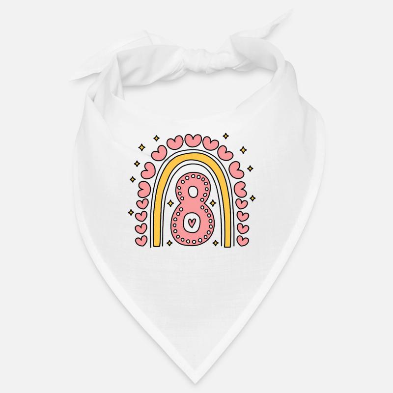 Süßes 8. Geburtstag Herz & Regenbogen Design Bandana