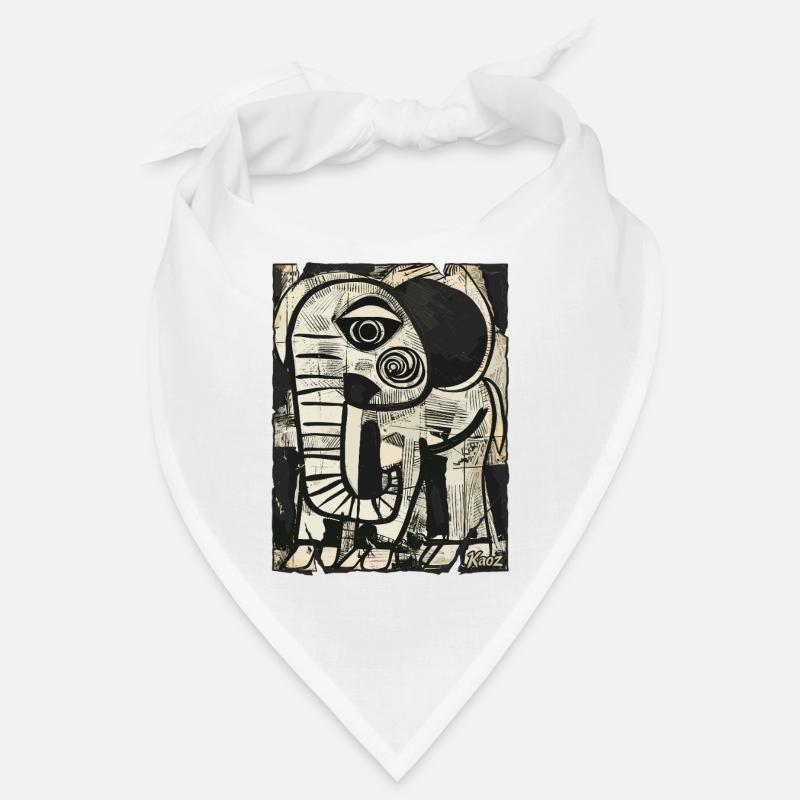 Éléphant abstrait en noir et blanc Bandana
