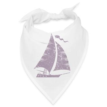 Segelboot Silhouette Minimalistisch Grunge - Bandana - Weiß - Vorne