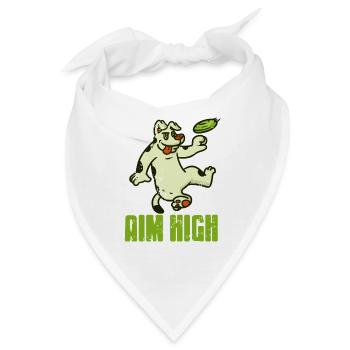 Aim High Cartoon Dog Frisbee Motivational Humor - Bandana - Weiß - Vorne