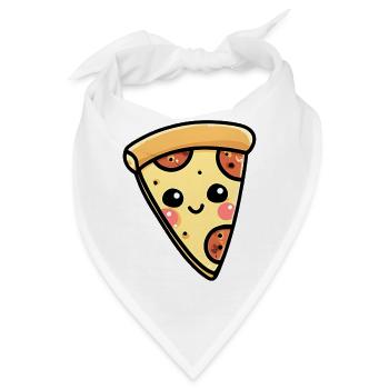Kawaii Pizza Slice Illustration - Bandana - Weiß - Vorne