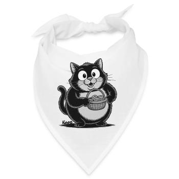 Dicke Katze mit Keks Snacks - Bandana - Weiß - Vorne