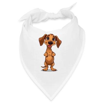 Lustiger Dackel Cartoon Druck - Bandana - Weiß - Vorne