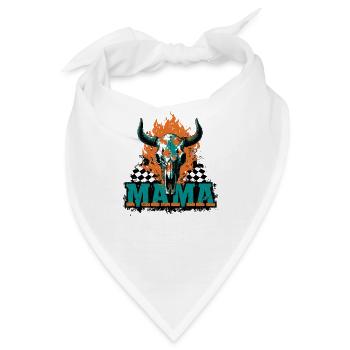 Halloween Mama Schädel Flammen Schachbrett-Muster - Bandana - Weiß - Vorne