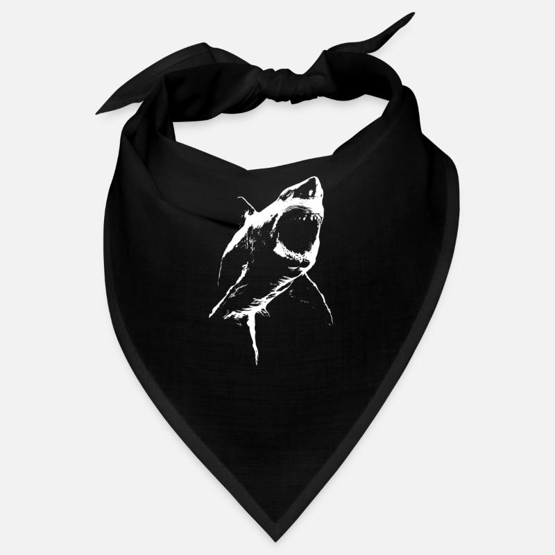 Requin géant menaçant – Silhouette noire et blanche Bandana