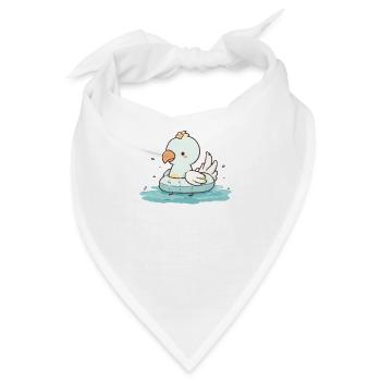 Süßer Cartoon Papagei mit Schwimmring im Wasser - Bandana - Weiß - Vorne