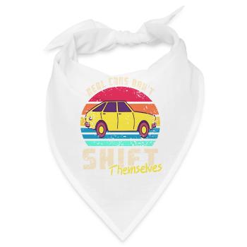 Real Cars Don’t Shift Themselves Funny Manual - Bandana - Weiß - Vorne