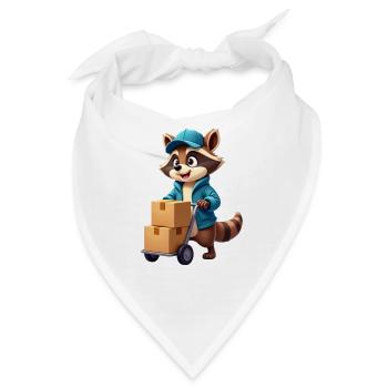 Kleiner Waschbär mit Lieferwagen - Bandana - Weiß - Vorne