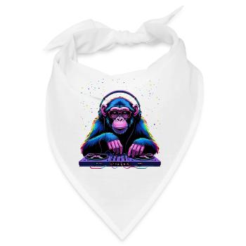Bunter DJ-Affe mit Kopfhörern und Brille - Bandana - Weiß - Vorne