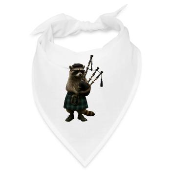Waschbär Dudelsack - Bandana - Weiß - Vorne