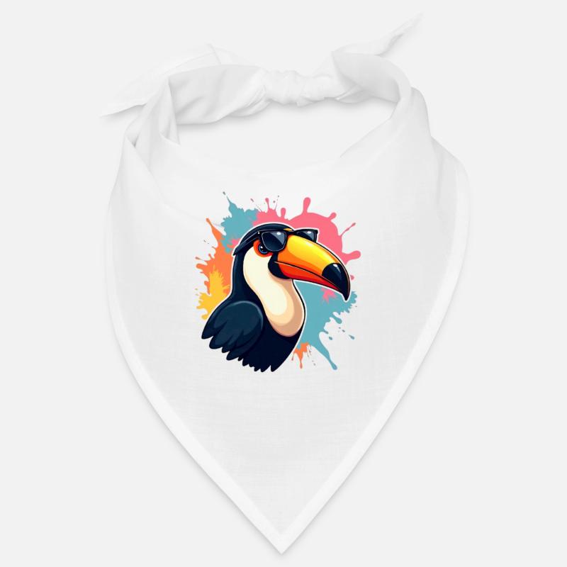 Toucan avec des lunettes de soleil et une explosion de couleurs Bandana