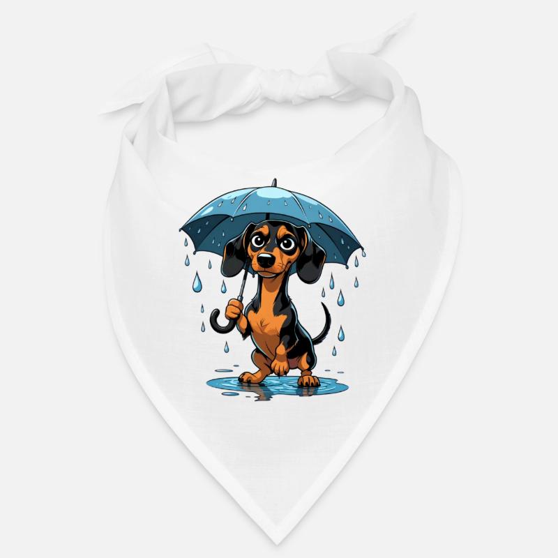Teckel mignon avec parapluie Bandana