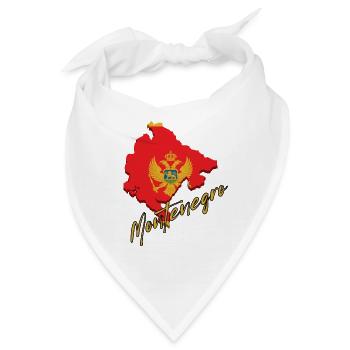 Karte von Montenegro, Flagge von Montenegro - Bandana - Weiß - Vorne