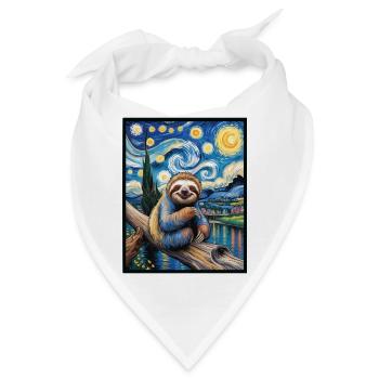 Faultier im Van Gogh Stil – Kunst trifft Chill - Bandana - Weiß - Vorne