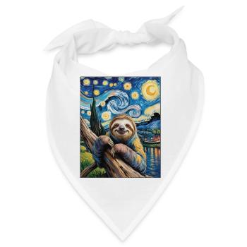Faultier im Van Gogh Stil – Kunst trifft Chill - Bandana - Weiß - Vorne
